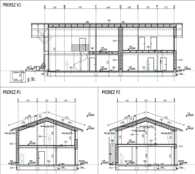 prerez, načrt, hiša, tloris, hiša naravna gradnja, pgd, projekt, naravna gradnja, gradnja z naravnimi materiali, hiša iz slame