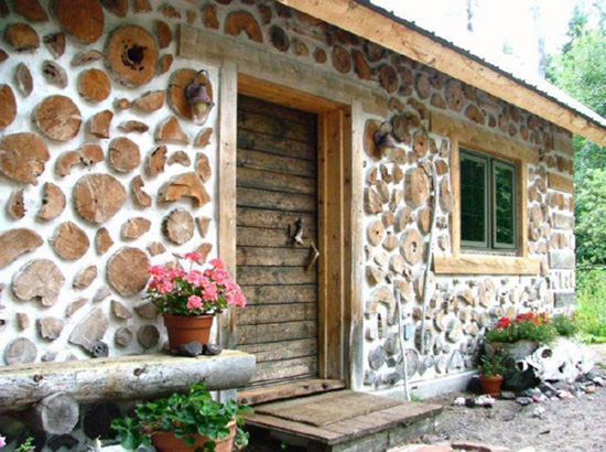 cordwood, lesena hiša, naravna gradnja
